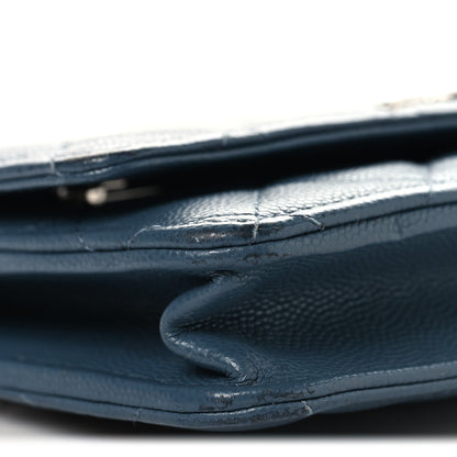 Chanel Shiny Caviar Quilted Enamel CC Wallet On Chain WOC Blue 10 of 12