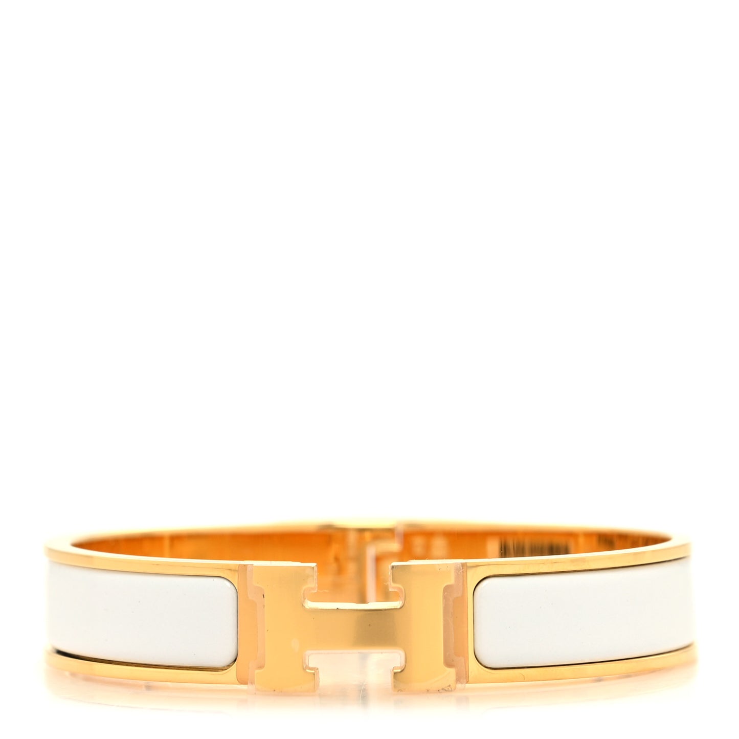 Enamel Narrow Clic Clac H Bracelet GM White