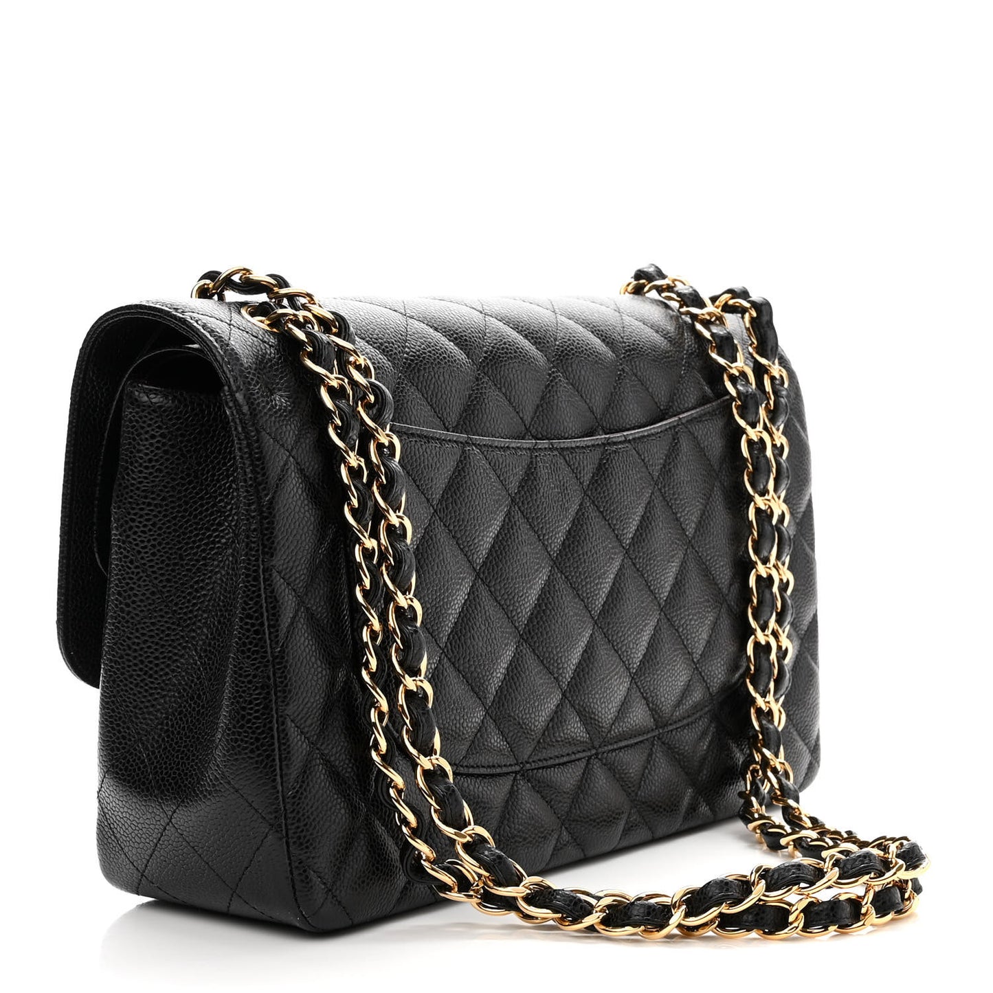 Caviar Quilted Jumbo Double Flap Black