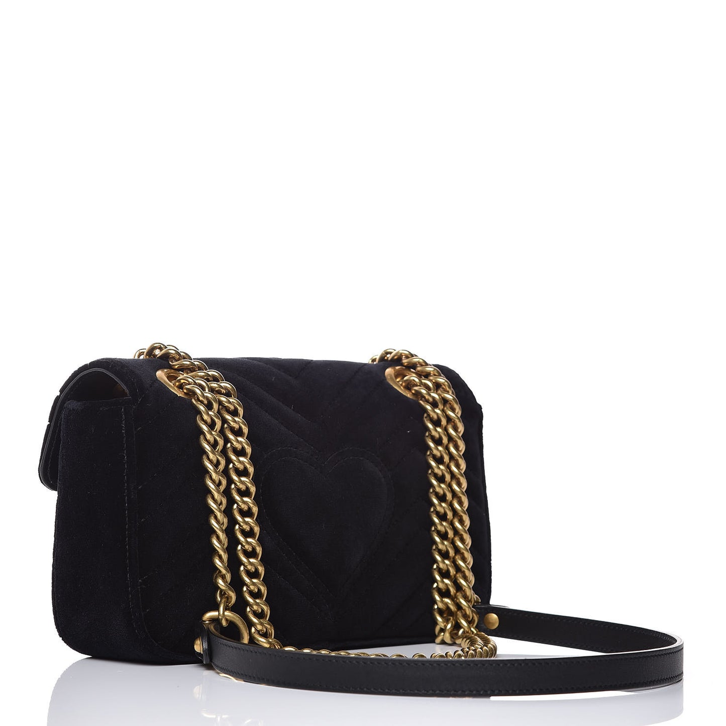 Velvet Matelasse Mini GG Marmont Shoulder Bag Black