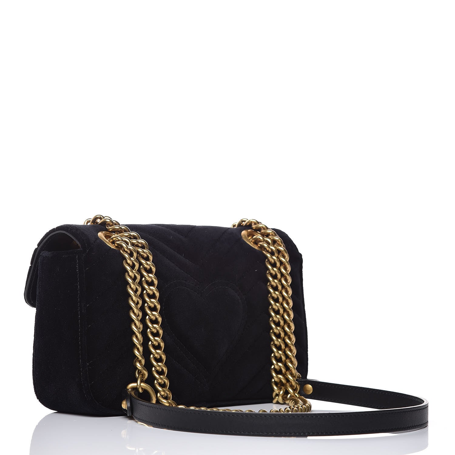 Gucci Velvet Matelasse Mini GG Marmont Shoulder Bag Black 3 of 8