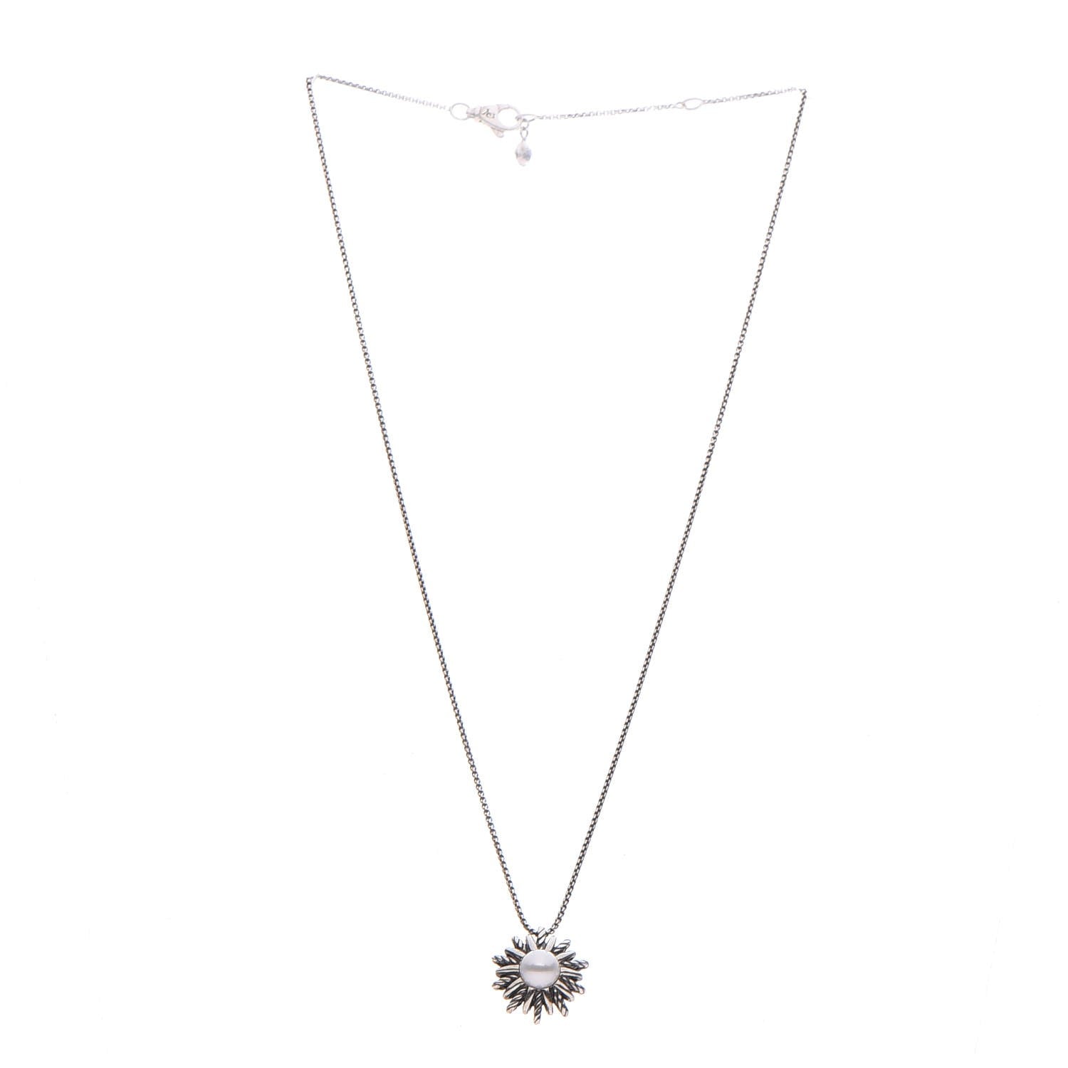 David Yurman Sterling Silver Pearl 18mm Starburst Pendant Necklace 3 of 7