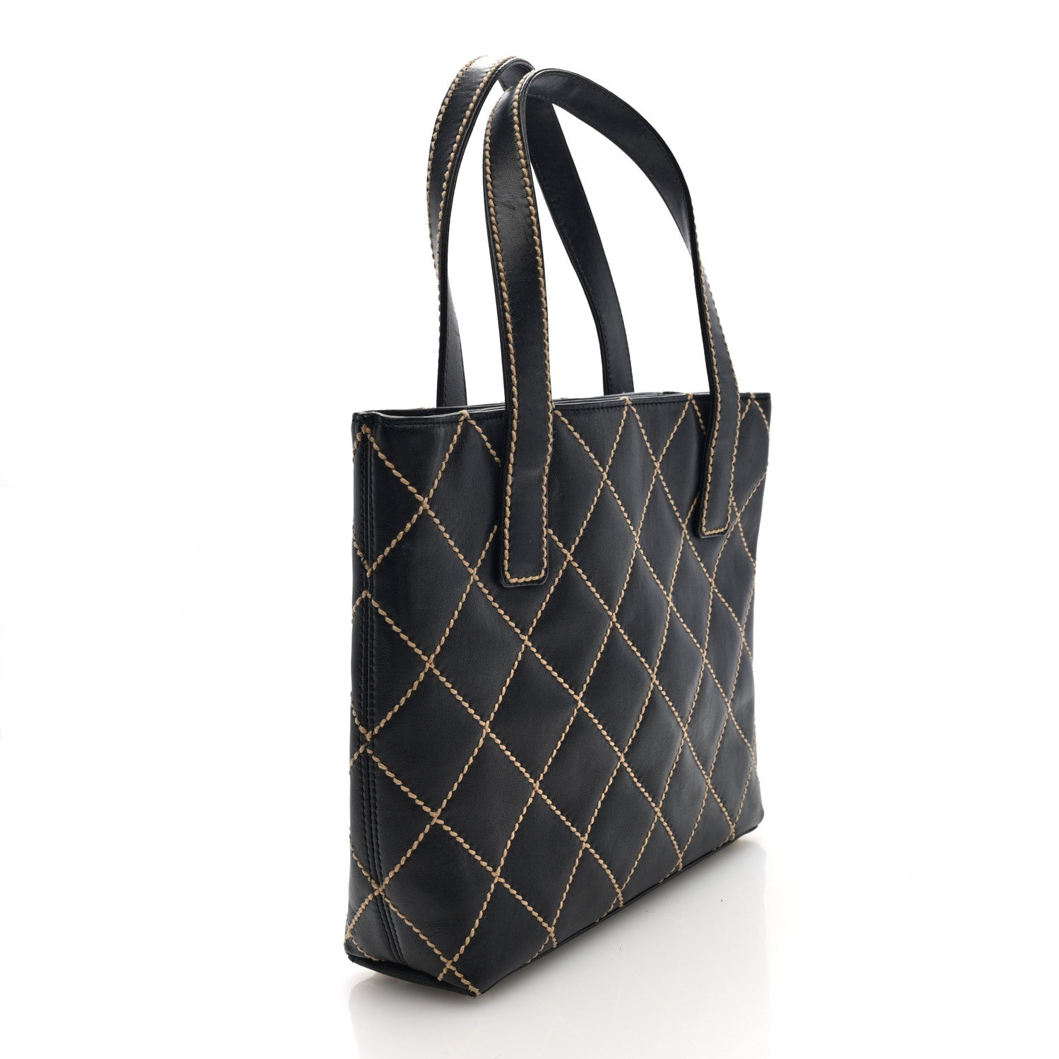 Chanel Calfskin Wild Stitch Tote Black 3 of 10