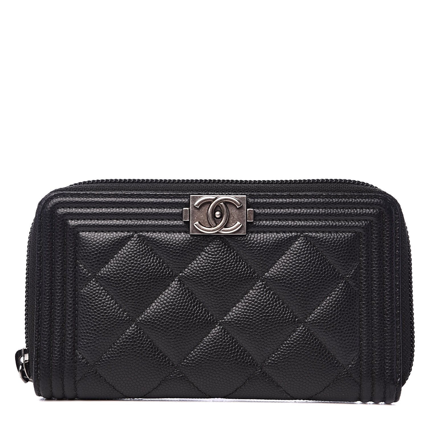 Chanel Caviar Quilted Small Boy Zip Around Wallet Black 1 of 10
