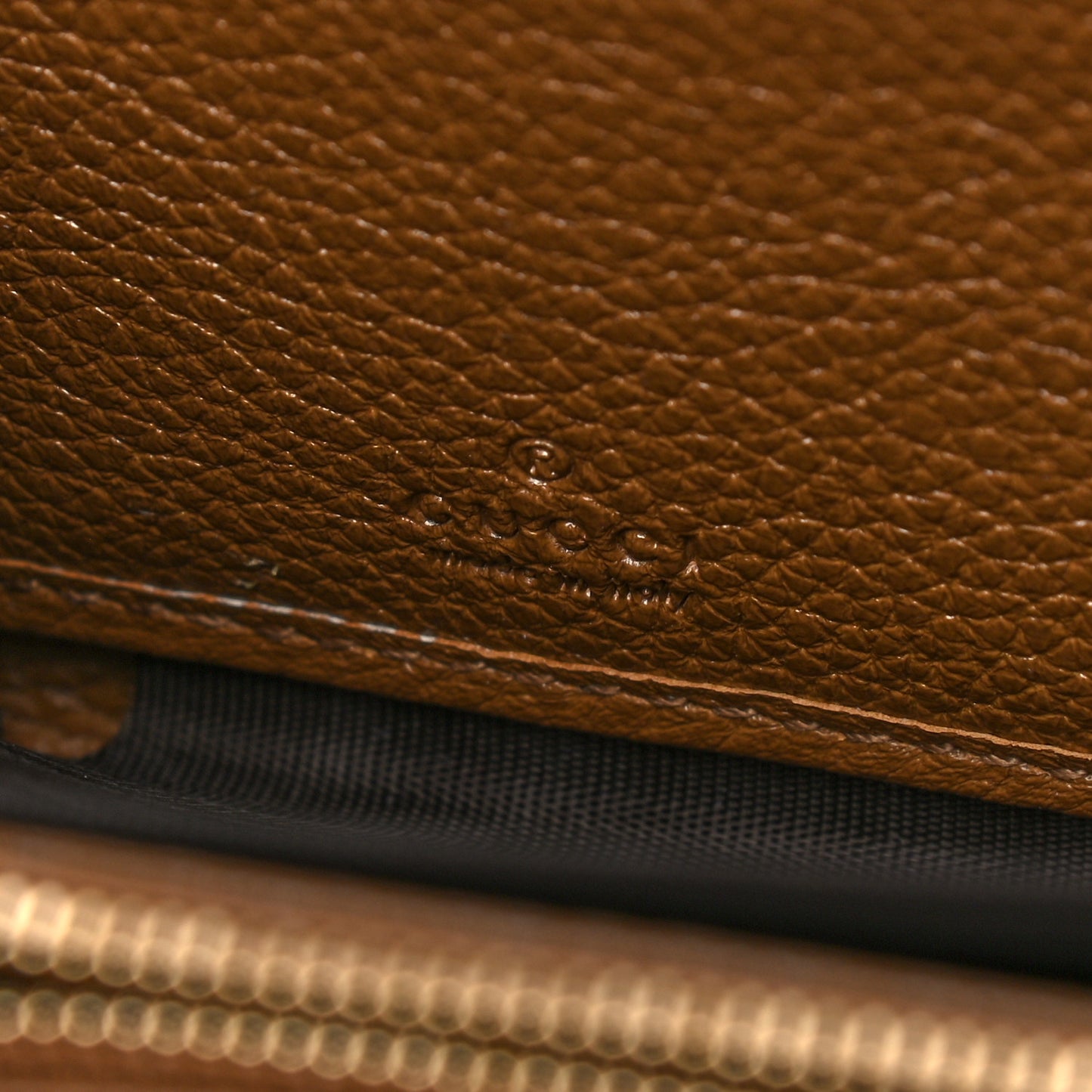 Grainy Calfskin Zumi Zip Around Wallet Friky Taupe