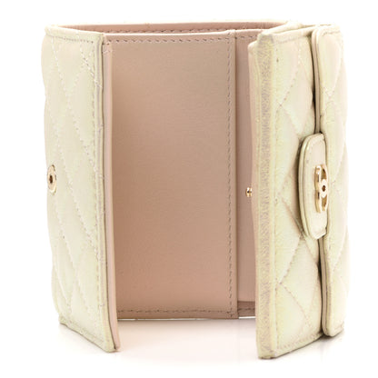 Chanel Iridescent Lambskin Quilted Double Flap Wallet Ivory 5 of 8