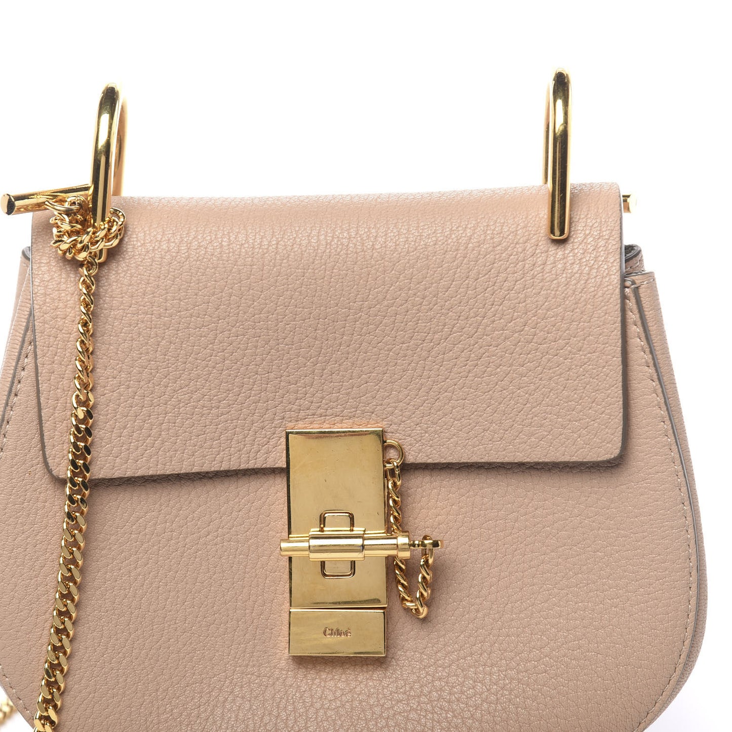 Grained Lambskin Mini Drew Shoulder Bag Cement Pink