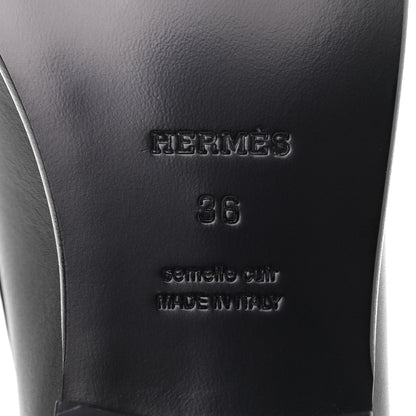 Hermes Calfskin Womens Destin Loafers 36 Black 6 of 9
