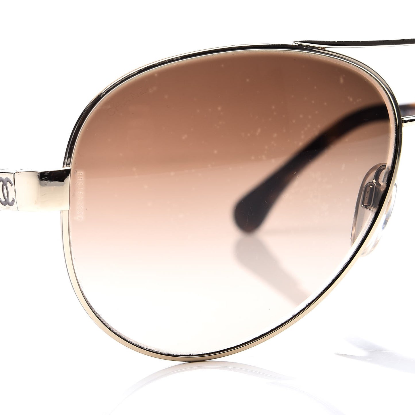 Lambskin Quilted CC Aviator Sunglasses 4195-Q Brown Gold