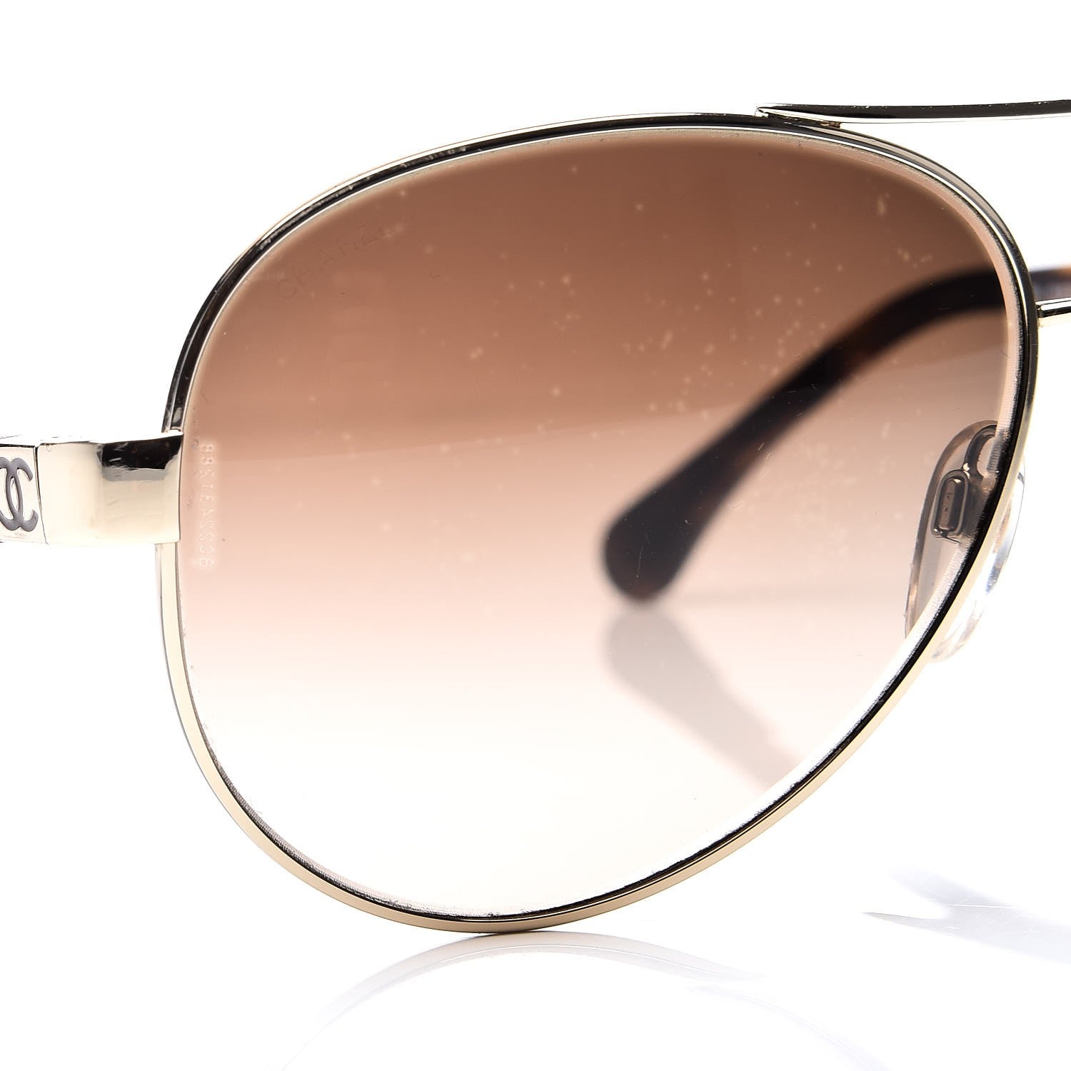 Chanel Lambskin Quilted CC Aviator Sunglasses 4195-Q Brown Gold 9 of 11