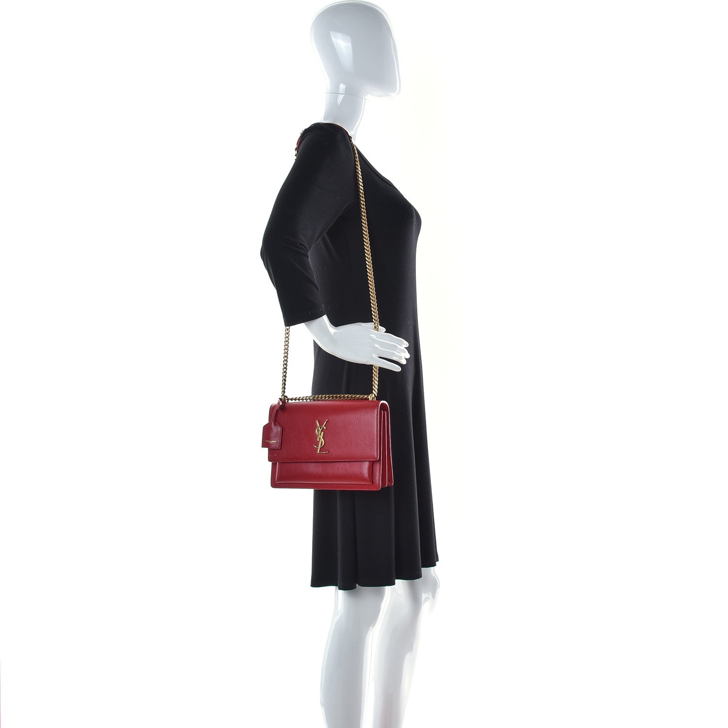 Saint Laurent Calfskin Medium Monogram Sunset Rouge Eros 2 of 13