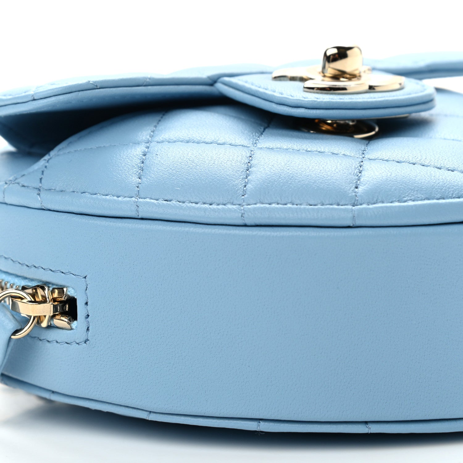 Chanel Lambskin Quilted CC In Love Heart Clutch With Chain Light Blue 9 of 11