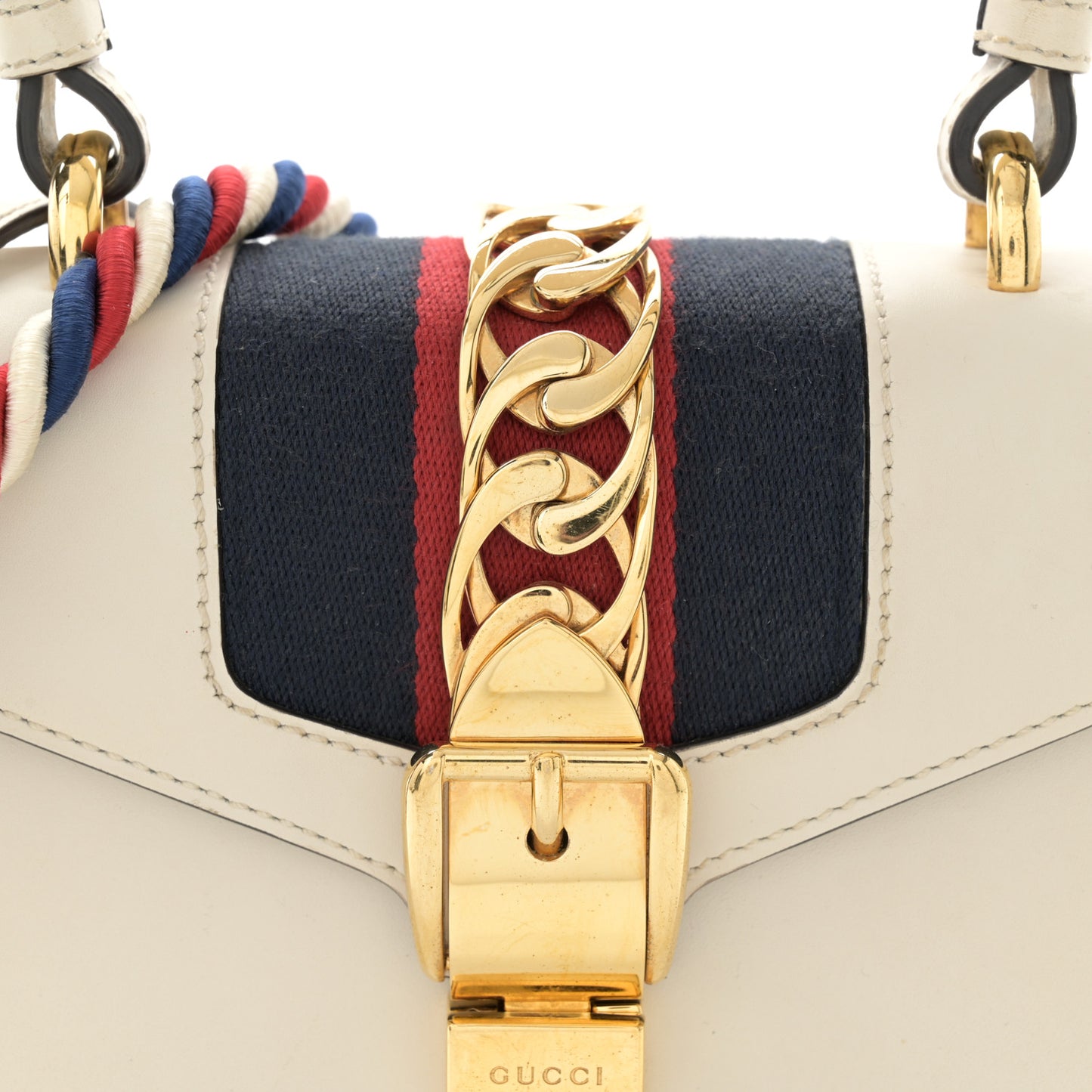 Calfskin Mini Sylvie Top Handle Bag White