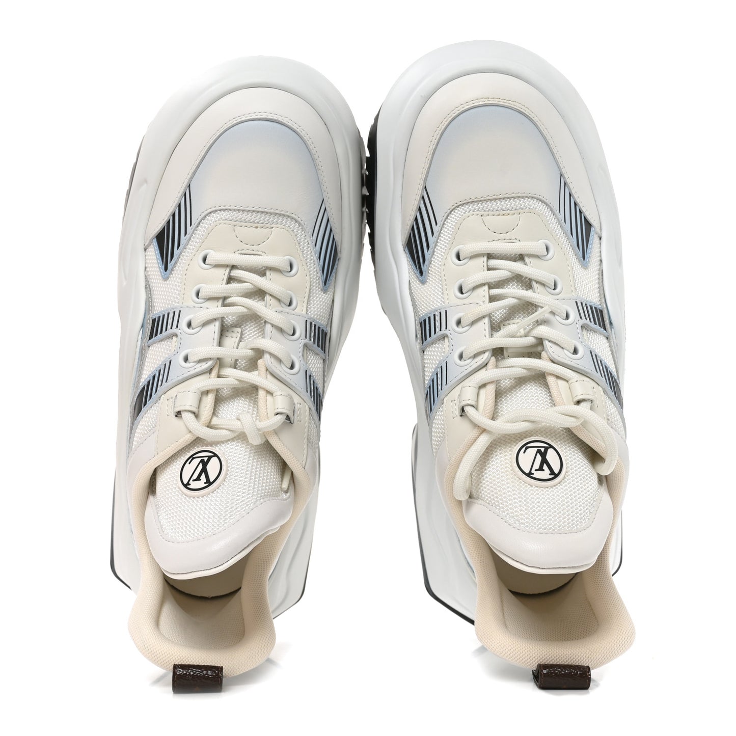 Calfskin Technical Nylon LV Archlight Sneakers 38 White Blue Gris