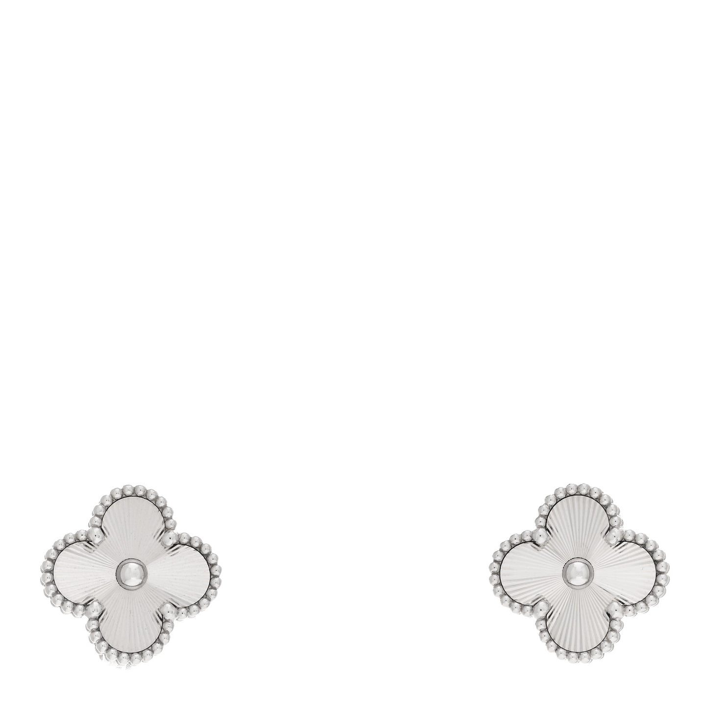 18K White Gold Guilloche Vintage Alhambra Earrings