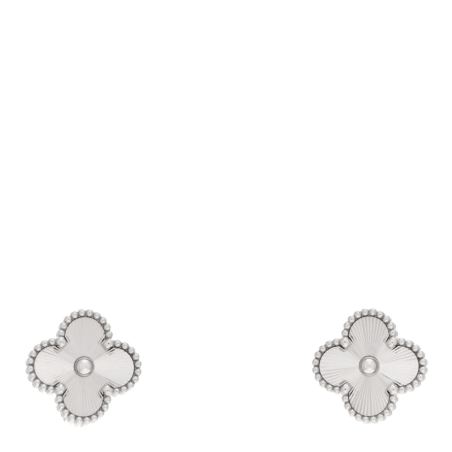 Van Cleef & Arpels 18K White Gold Guilloche Vintage Alhambra Earrings 1 of 4