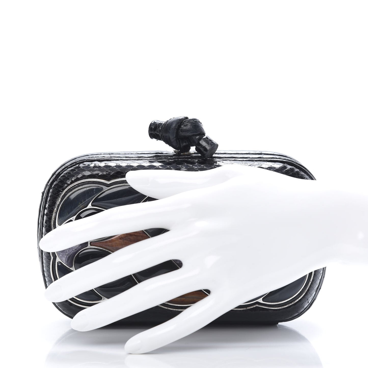 Multi Stone Ayers Knot Clutch Black