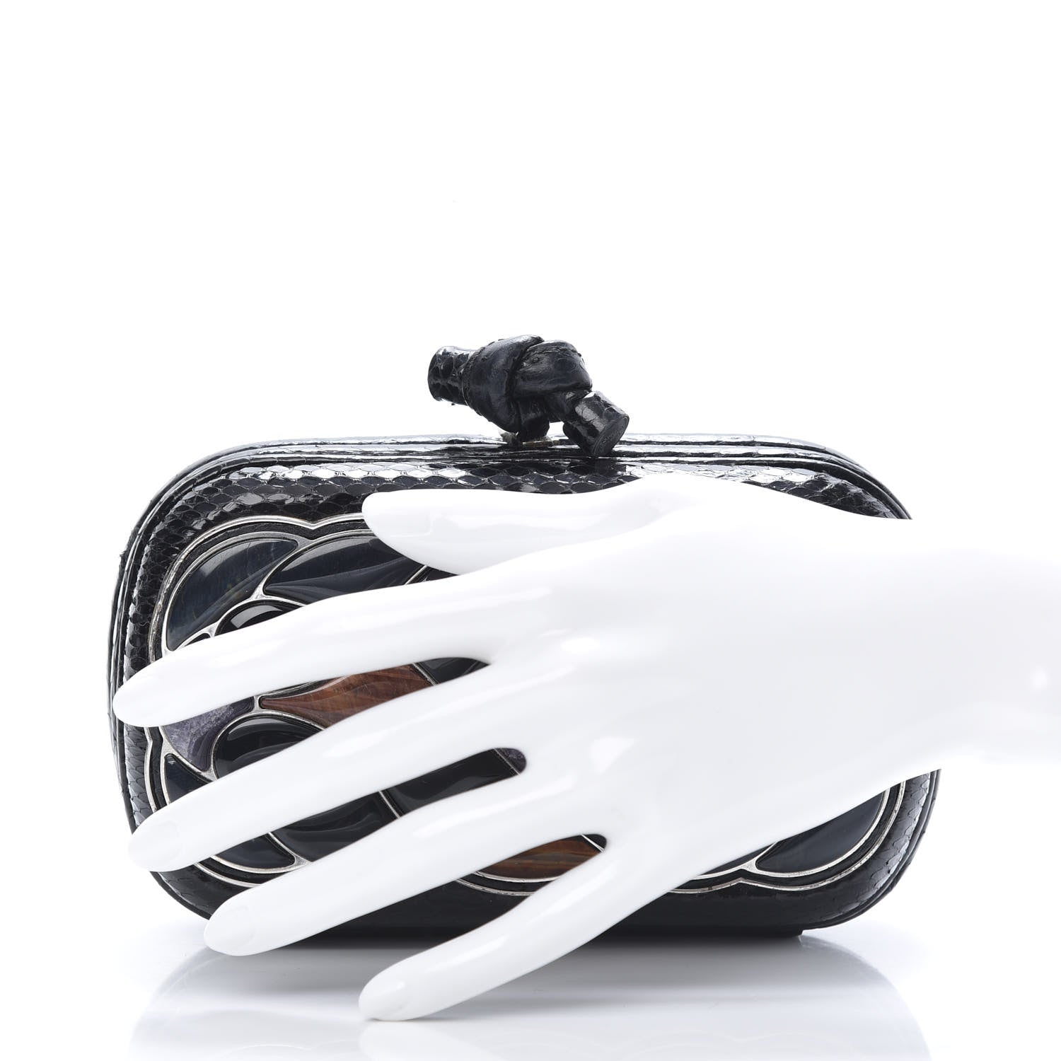 Bottega Veneta Multi Stone Ayers Knot Clutch Black 2 of 10