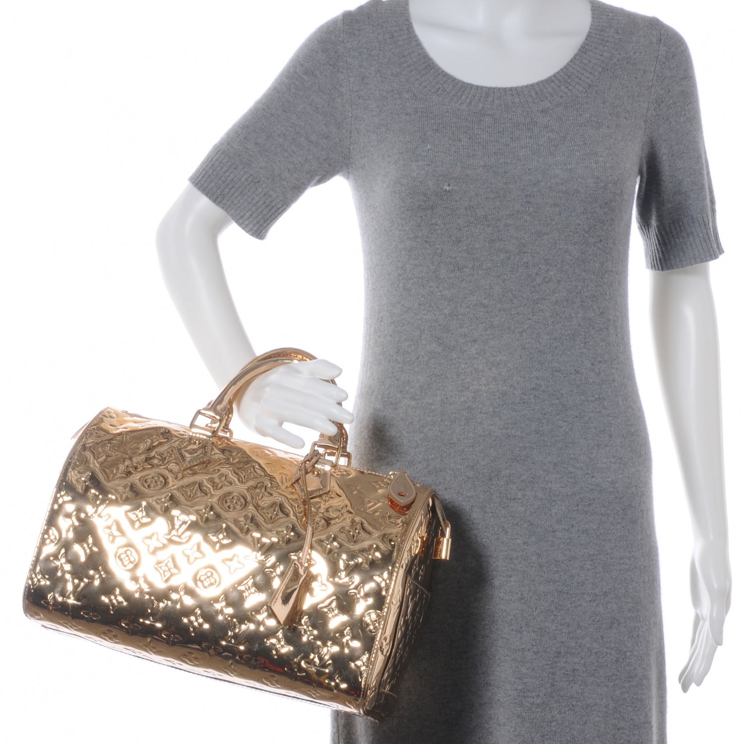 Louis Vuitton Monogram Miroir Speedy 30 Gold 2 of 7