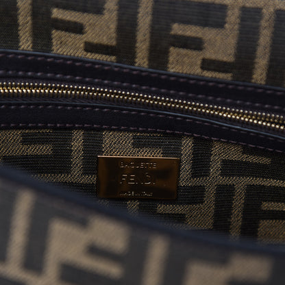 Fendi Fabric Jacquard FF 1974 Medium Baguette Tobacco Moro Black 8 of 11