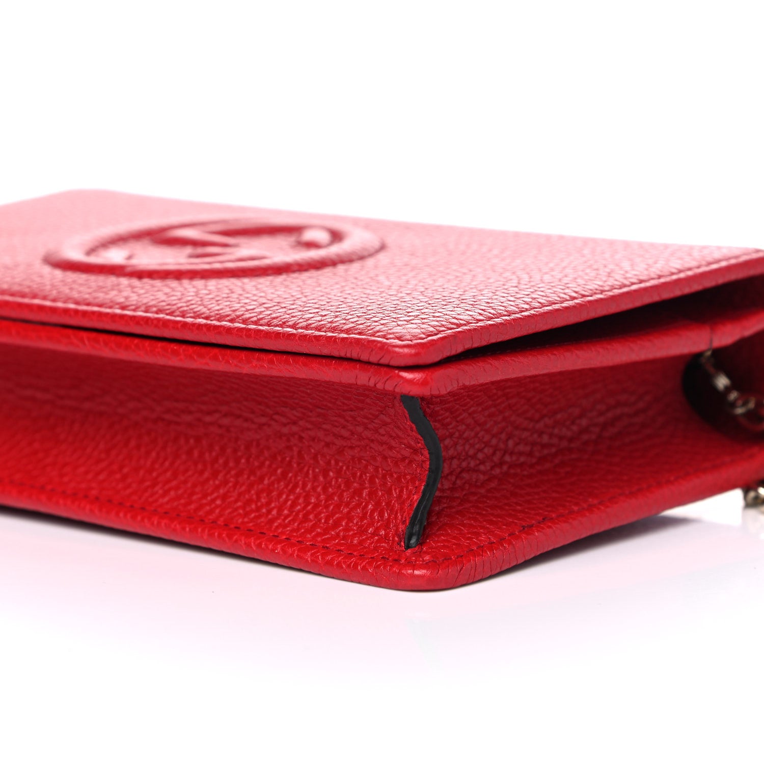 Gucci Pebbled Calfskin Soho Wallet on Chain Tabasco Red 8 of 10