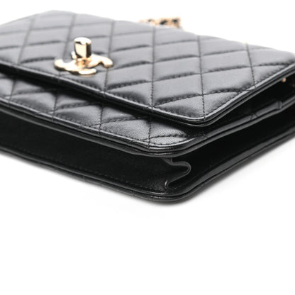 Chanel Lambskin Quilted Trendy CC Wallet On Chain WOC Black 10 of 12