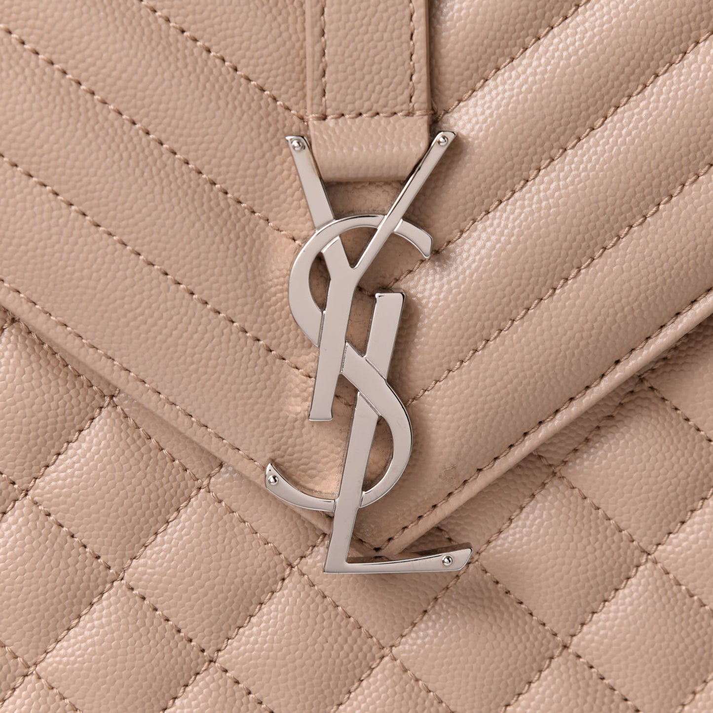 Grain De Poudre Large Tri-Quilt Monogram Satchel Dark Beige