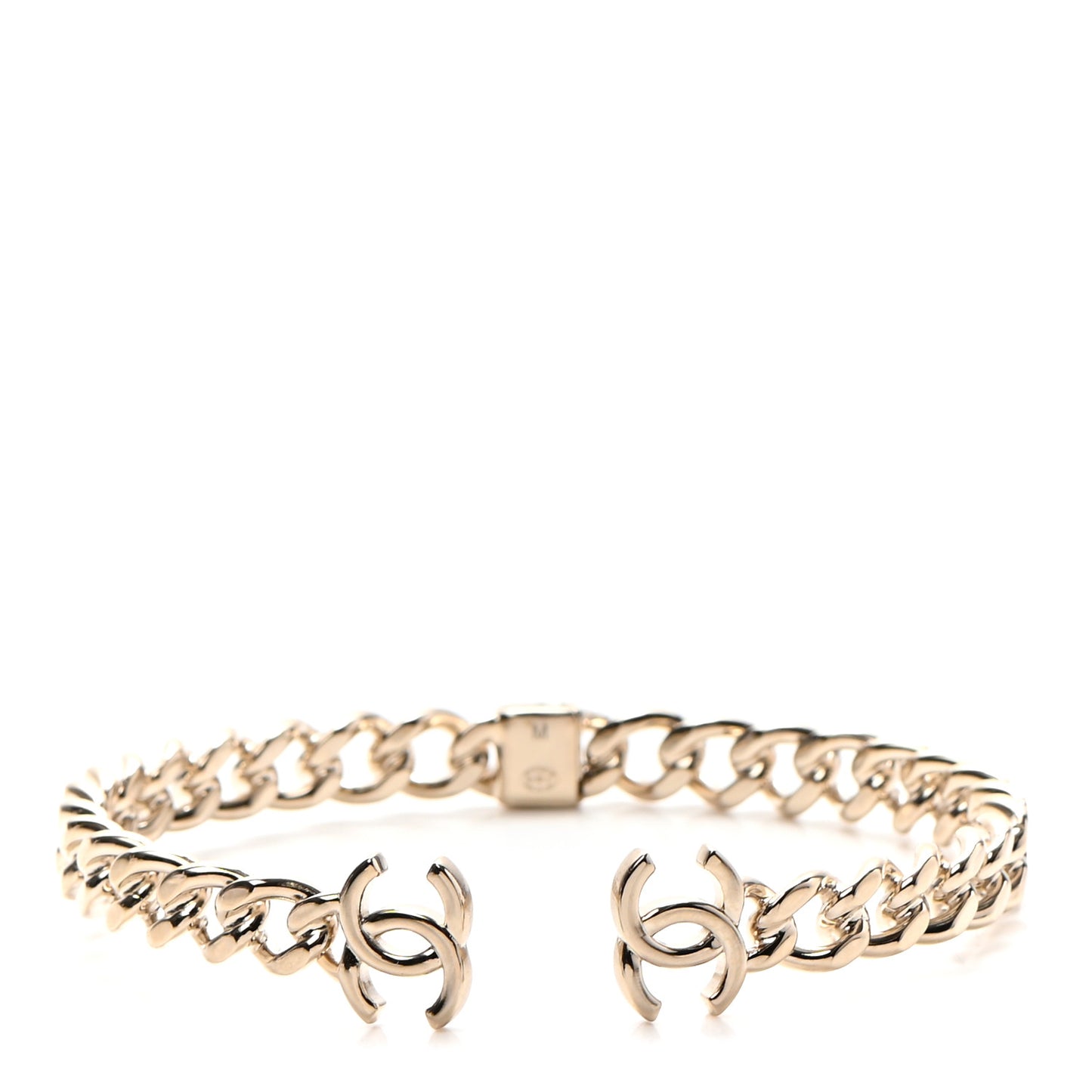 Metal CC Chain Link Choker Necklace M Gold
