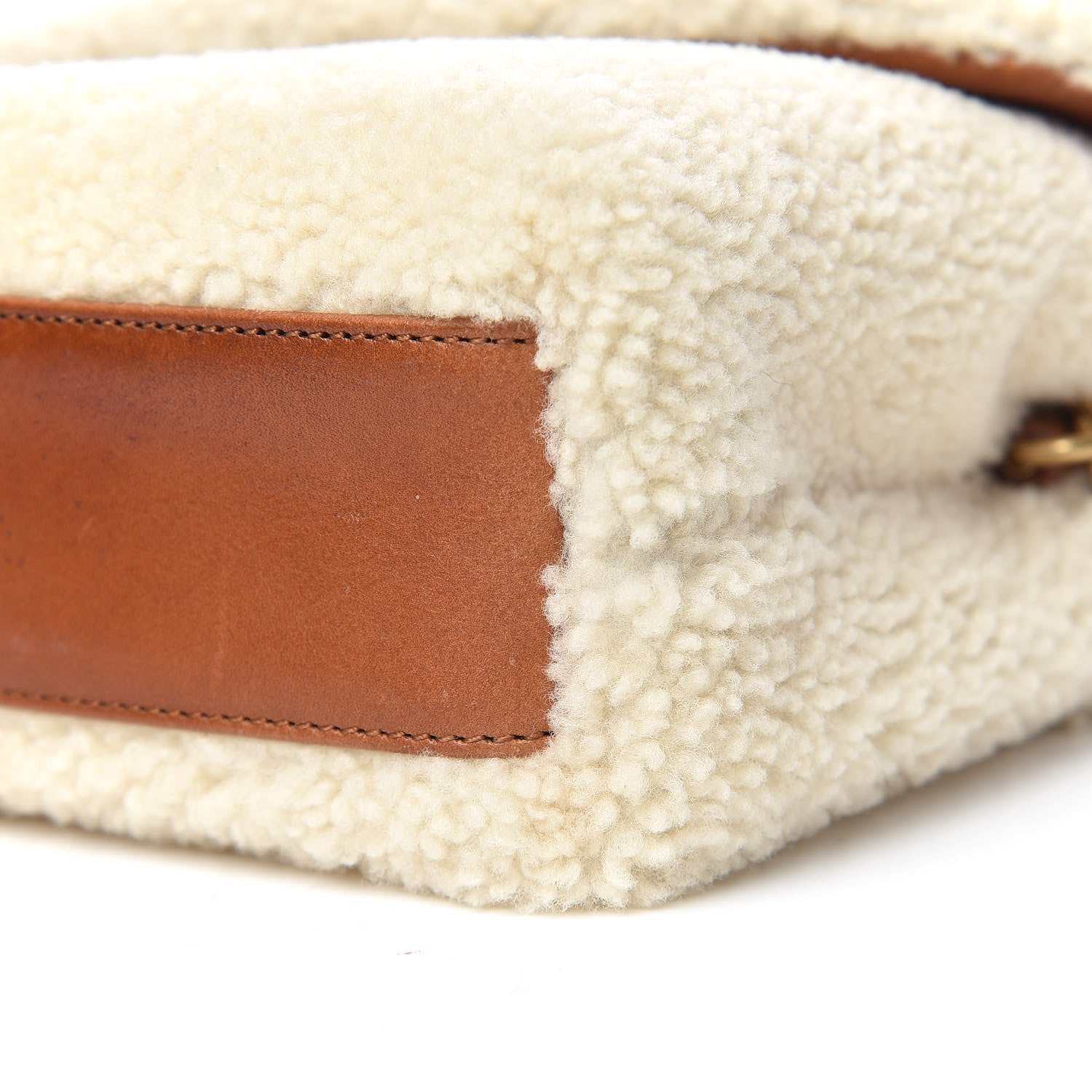 Saint Laurent Shearling Toy Loulou Shoulder Bag Natural 10 of 13