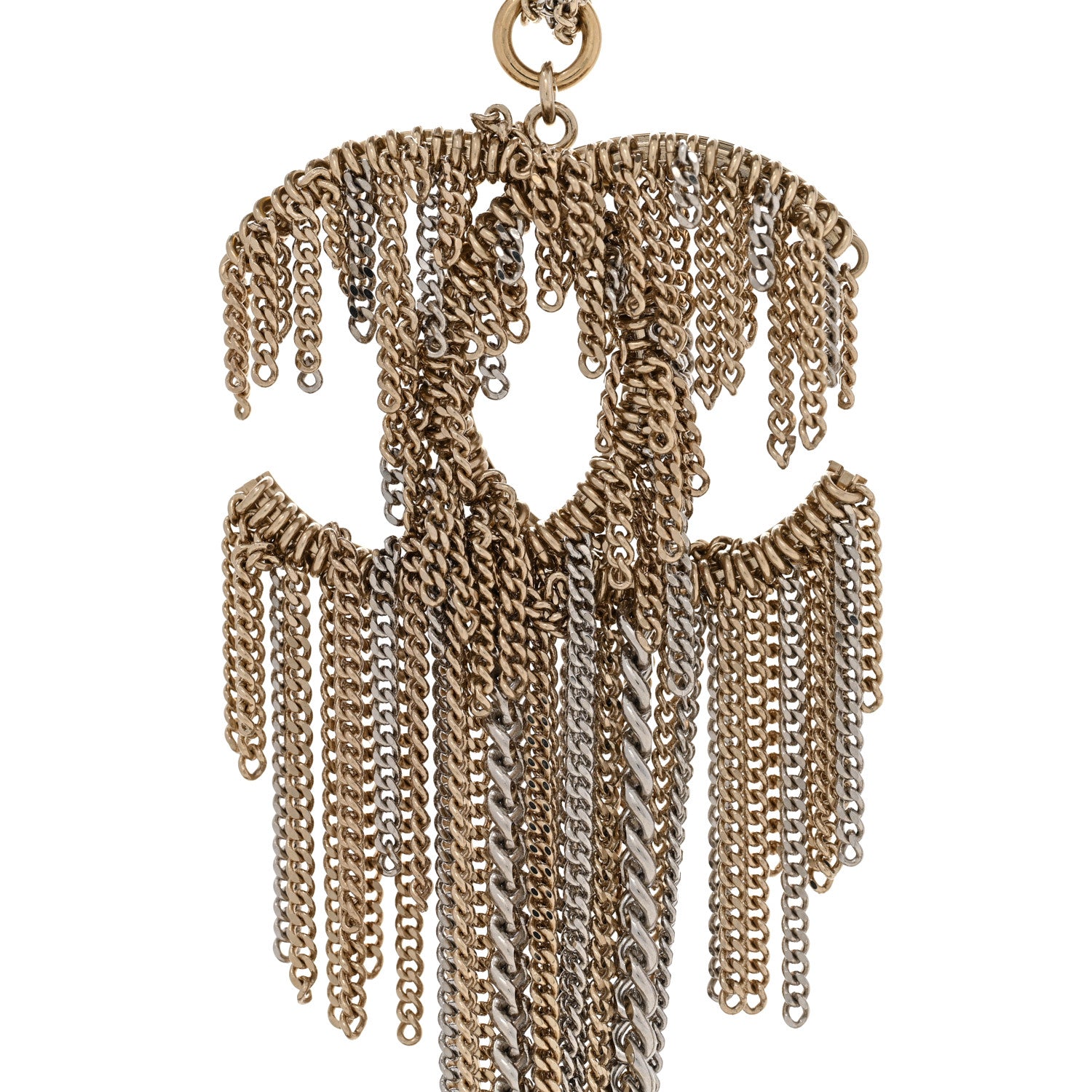Chanel Chain Fringe Multi Strand CC Necklace Gold 4 of 6