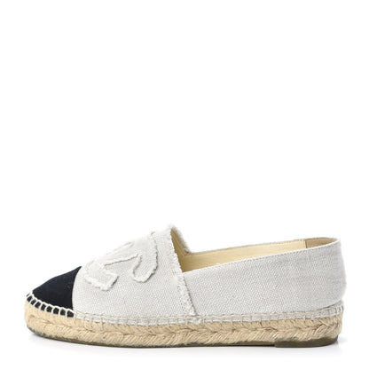 Chanel Linen CC Espadrilles 36 Beige Black 1 of 10