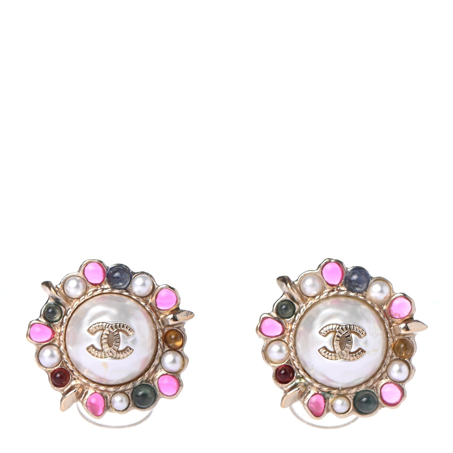 Chanel Pearl Gripoix CC Round Earrings Gold 1 of 4