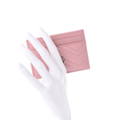 Gucci Calfskin Matelasse GG Marmont Card Holder Wild Rose 2 of 7