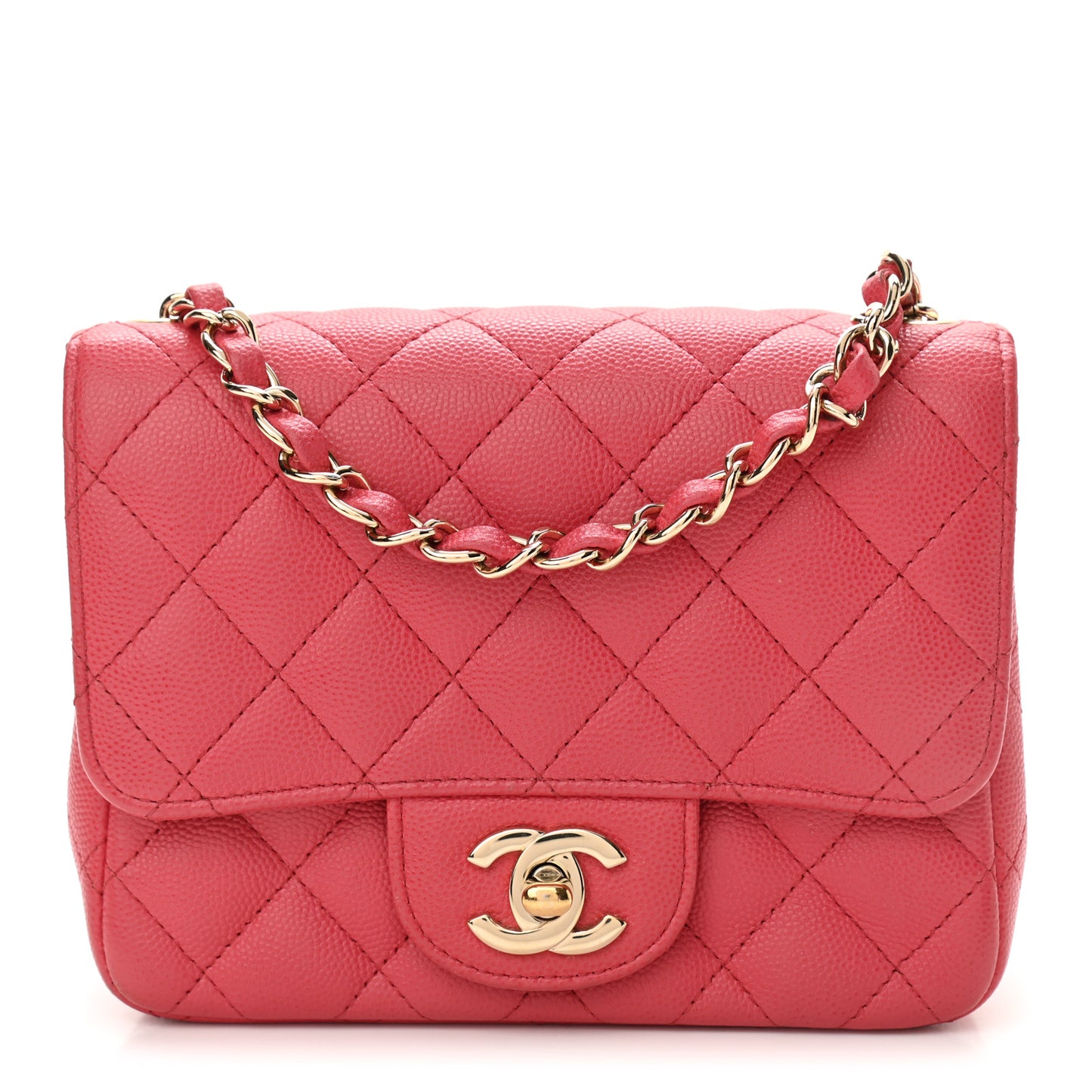 Caviar Quilted Mini Square Flap Pink