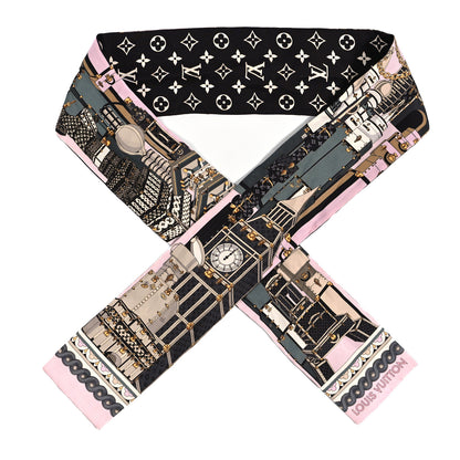 Louis Vuitton Silk Monogram Around The World Bandeau Black Pink 1 of 4