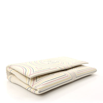 Chanel Calfskin Korean Garden Clutch With Chain White Multicolor 4 of 10