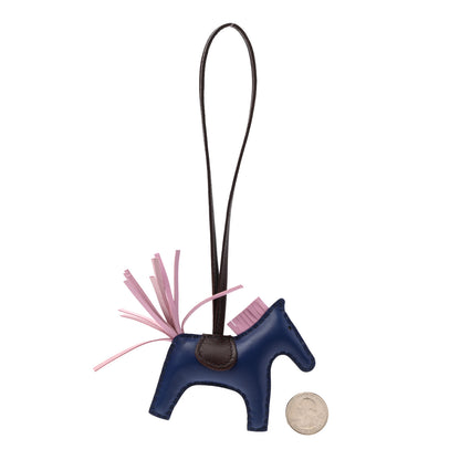 Hermes Milo Lambskin Grigri Rodeo Horse Bag Charm PM Rouge Sellier Mauve Sylvestre Bleu Saphir 2 of 4