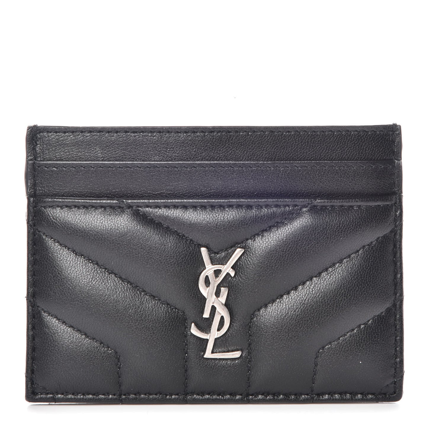 Calfskin Y Quilted Monogram LouLou Credit Card Case Black