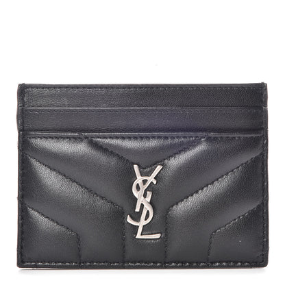 Saint Laurent Calfskin Y Quilted Monogram LouLou Credit Card Case Black 1 of 10