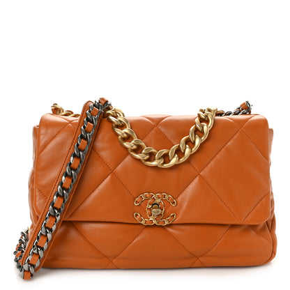 Chanel Lambskin Quilted Large Chanel 19 Flap Light Brown 1 of 9