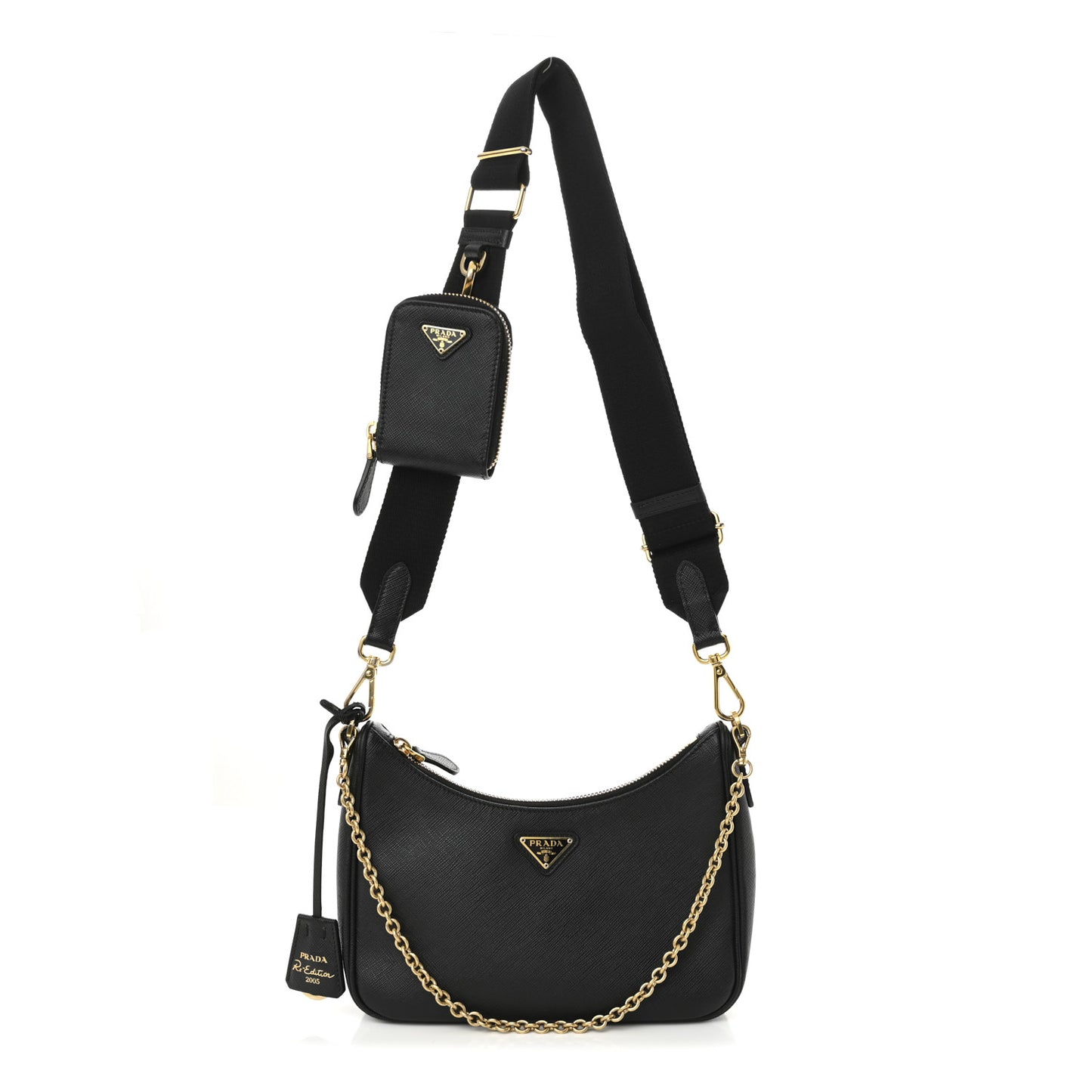 Saffiano Lux Re-Edition 2005 Shoulder Bag Black