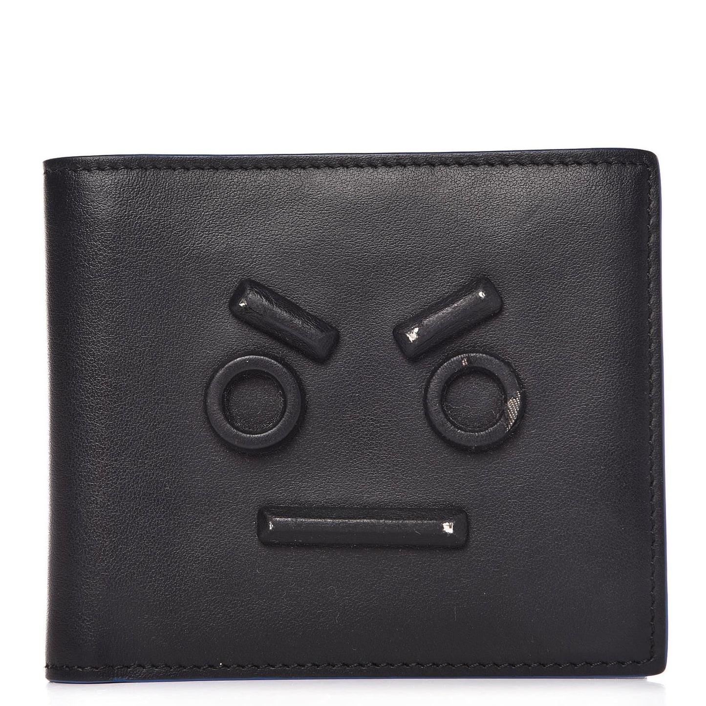 Vitello Century Face No Words Monochrome Bi-Fold Wallet Black