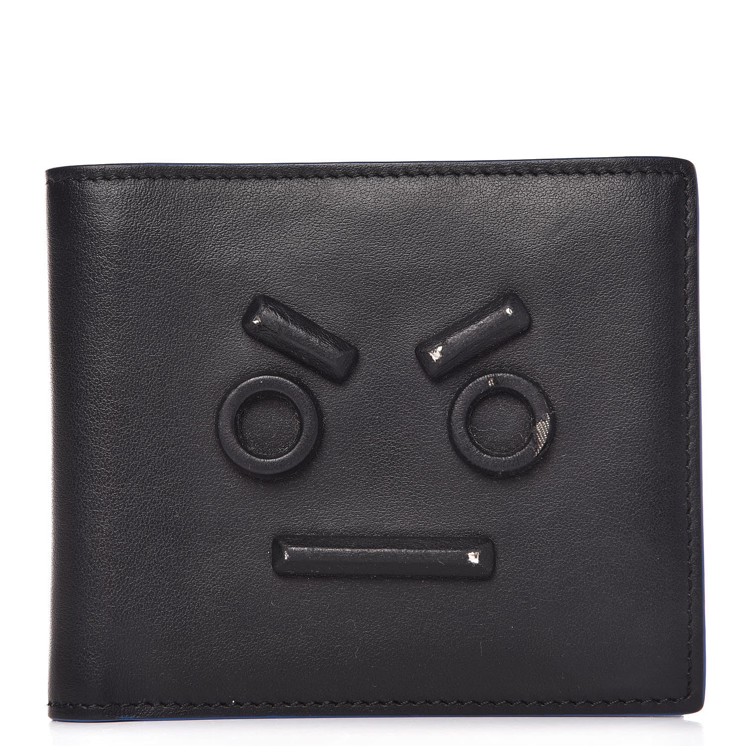Fendi Vitello Century Face No Words Monochrome Bi-Fold Wallet Black 1 of 8