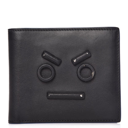 Fendi Vitello Century Face No Words Monochrome Bi-Fold Wallet Black 1 of 8