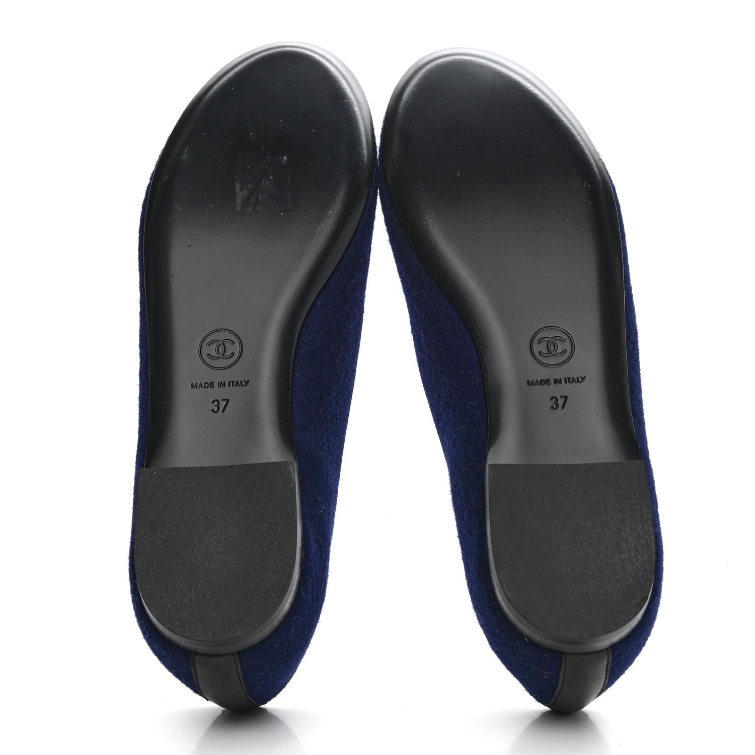 Chanel Fabric Lambskin Womens CC Mocassin Loafers 37 Navy Black 5 of 9