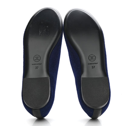 Chanel Fabric Lambskin Womens CC Mocassin Loafers 37 Navy Black 5 of 9