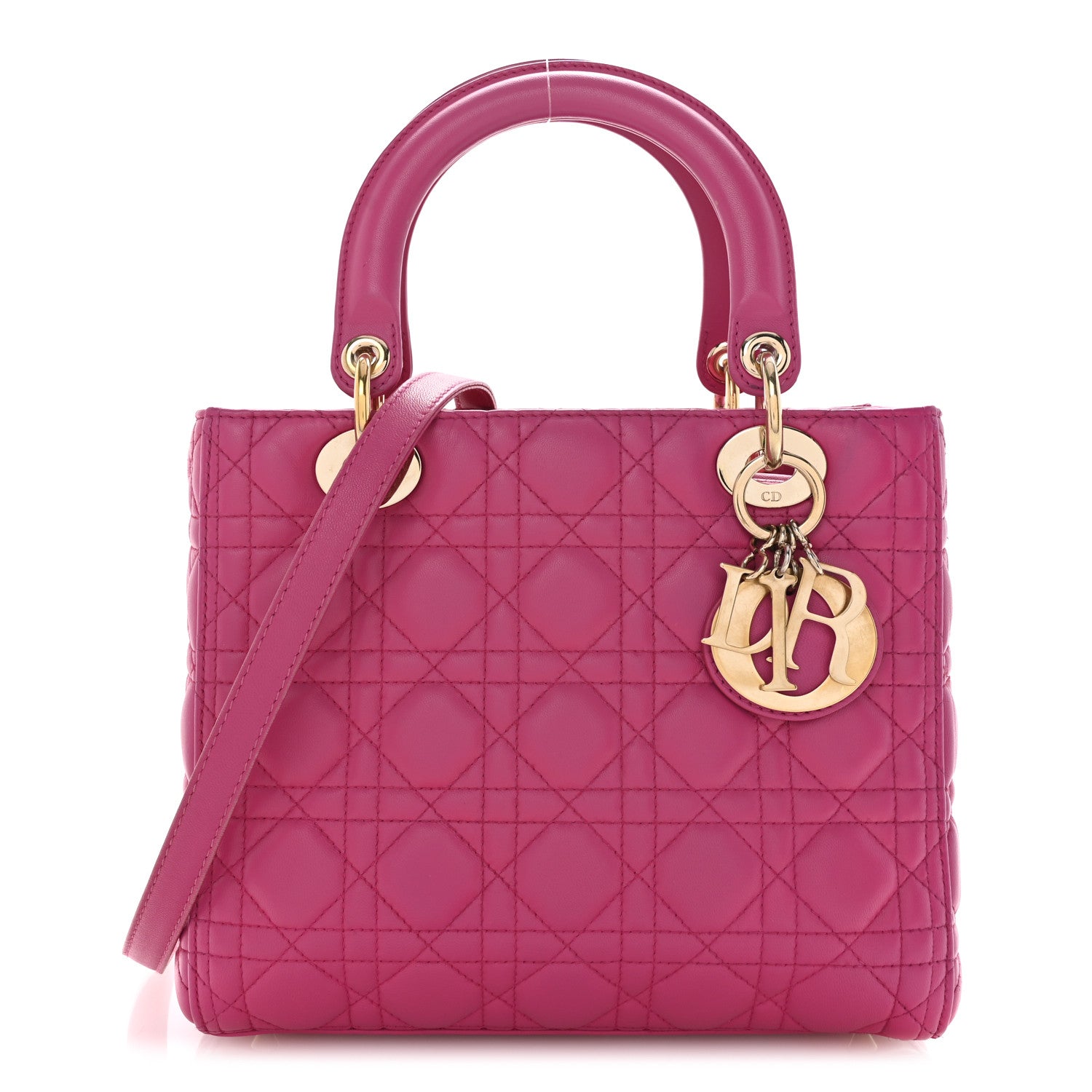 Christian Dior Lambskin Cannage Medium Lady Dior Fuchsia 1 of 16