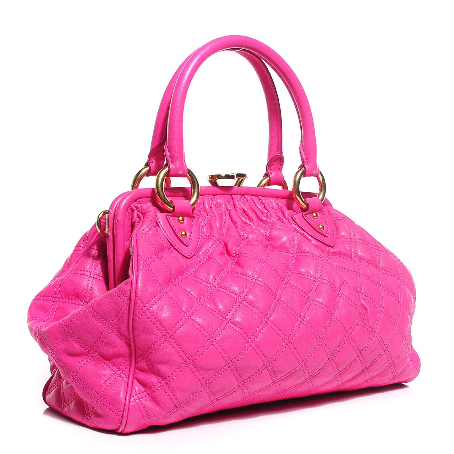 Calfskin Quilted Stam Fuchsia