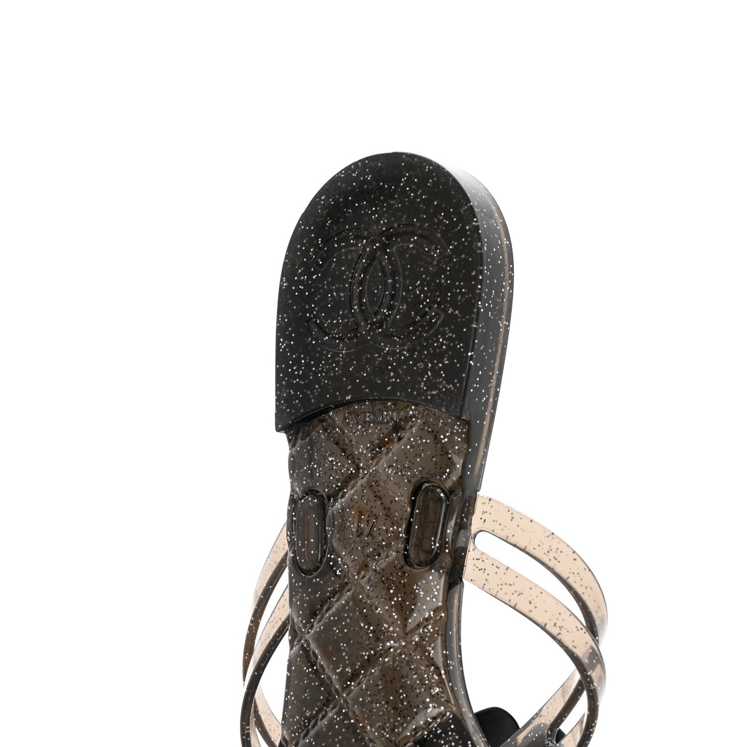 Chanel Jelly Quilted Camellia Thong Sandals 41 Black 7 of 9