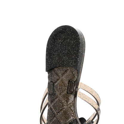 Chanel Jelly Quilted Camellia Thong Sandals 41 Black 7 of 9